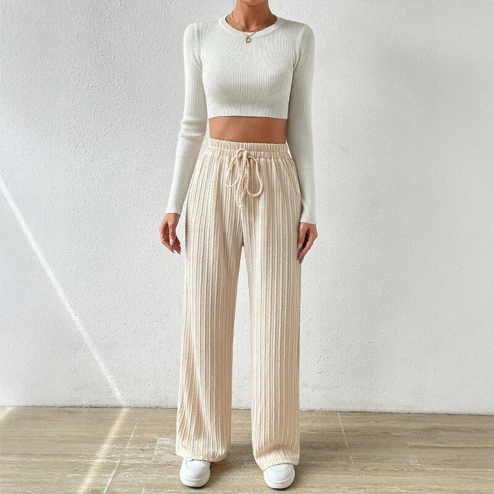 Damer avslappnande stickad loungewear-set med hög midja och vida ben Mirla-Eva Jonsson