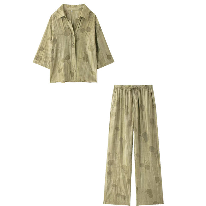 Damer avslappnat 2-delat loungewear-set med blommönster och lös passform Eva Jonsson-Eva Jonsson