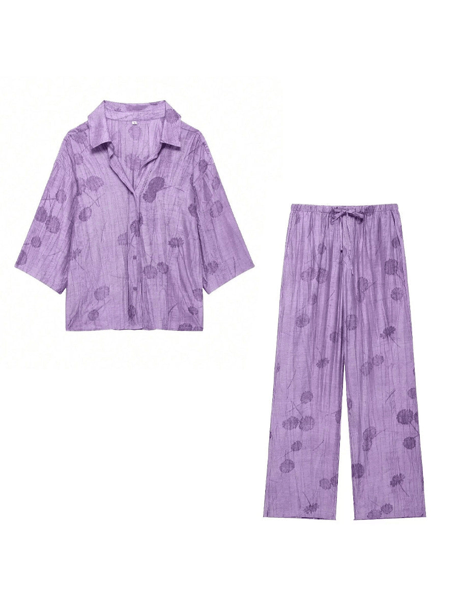 Damer avslappnat 2-delat loungewear-set med blommönster och lös passform Eva Jonsson-Eva Jonsson