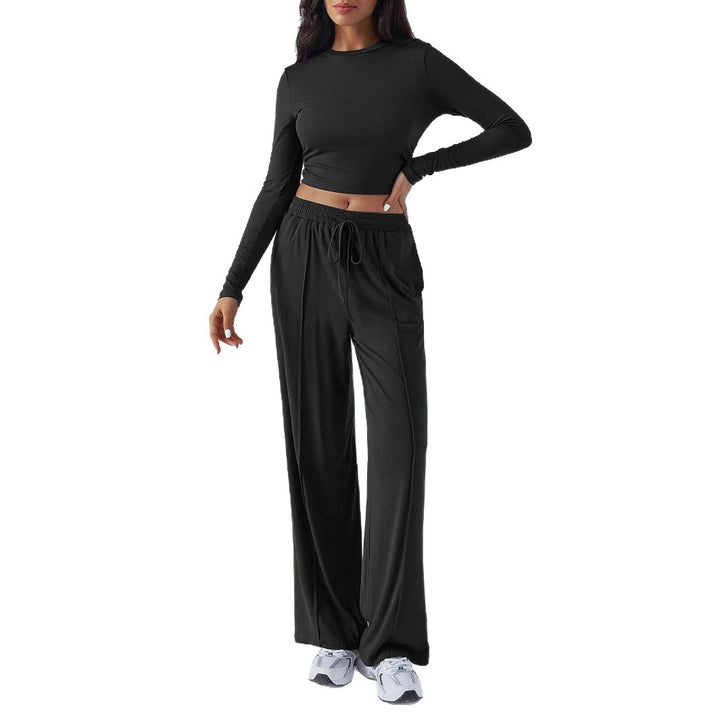 Damer avslappnat Lounge-set med långärmad cropped topp och bred midja Mirla-Eva Jonsson