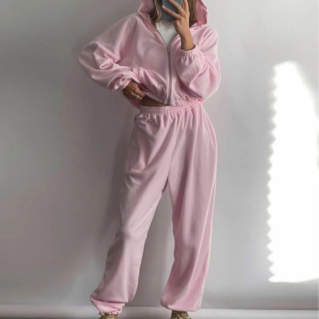 Damer avslappnat fleece-set med hög ståkrage och åtsittande midja Mirla-Eva Jonsson