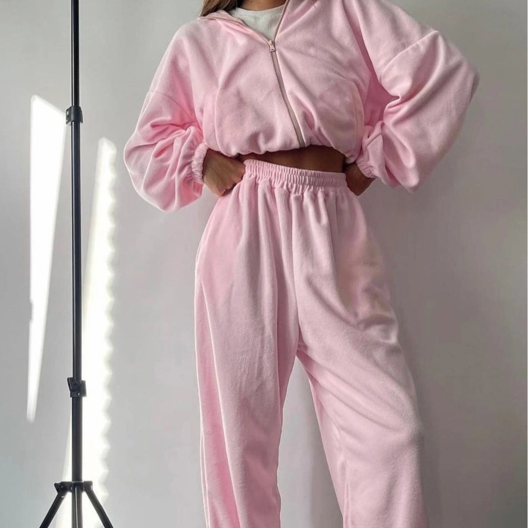 Damer avslappnat fleece-set med hög ståkrage och åtsittande midja Mirla-Eva Jonsson