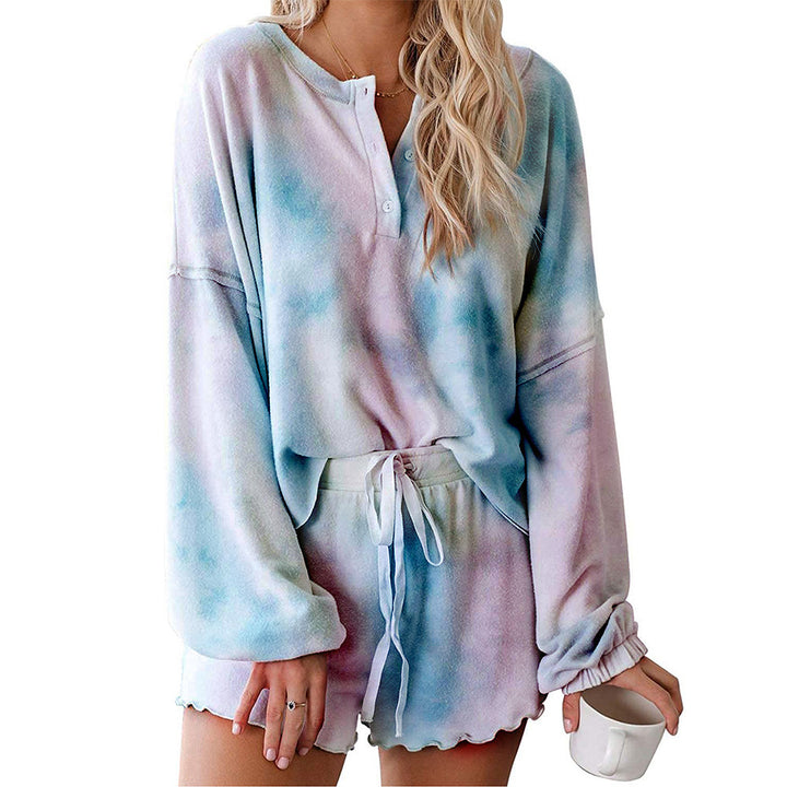 Damer avslappnat pyjamas-set med knappprojekt och elastiska muddar Eva Jonsson-Eva Jonsson