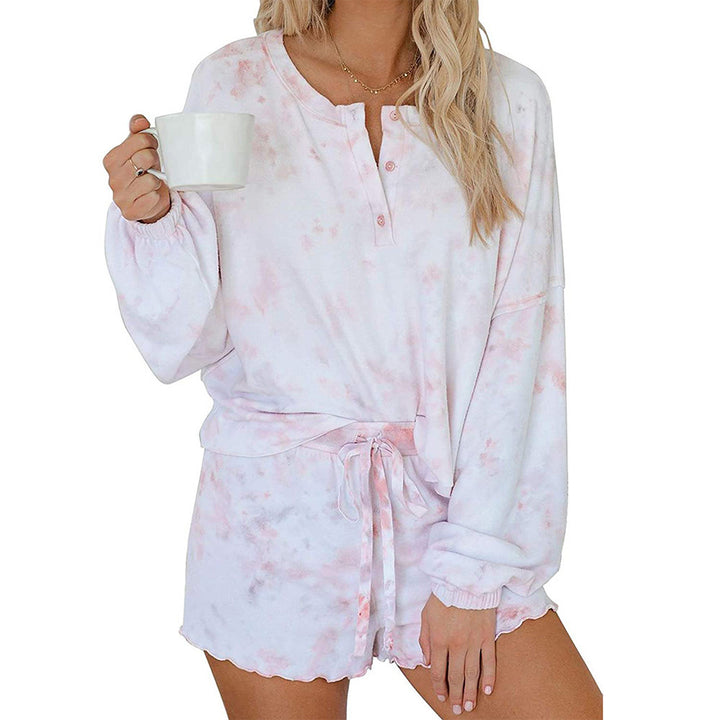 Damer avslappnat pyjamas-set med knappprojekt och elastiska muddar Eva Jonsson-Eva Jonsson