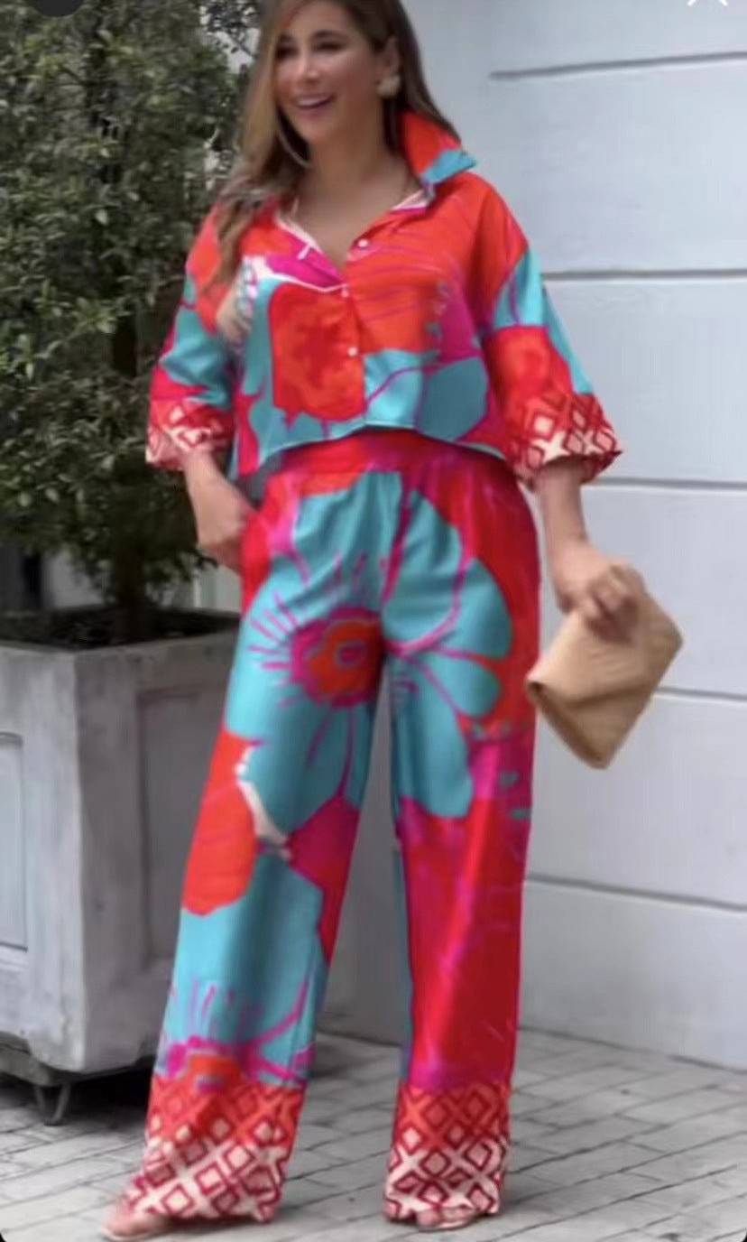 Damer avslappnat set med croppad blus och vida byxor Mirla-Eva Jonsson