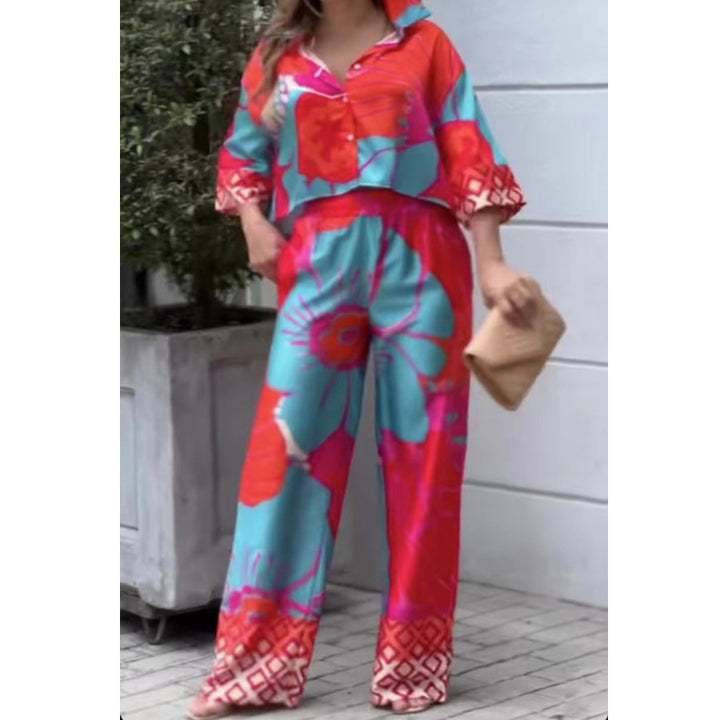 Damer avslappnat set med croppad blus och vida byxor Mirla-Eva Jonsson