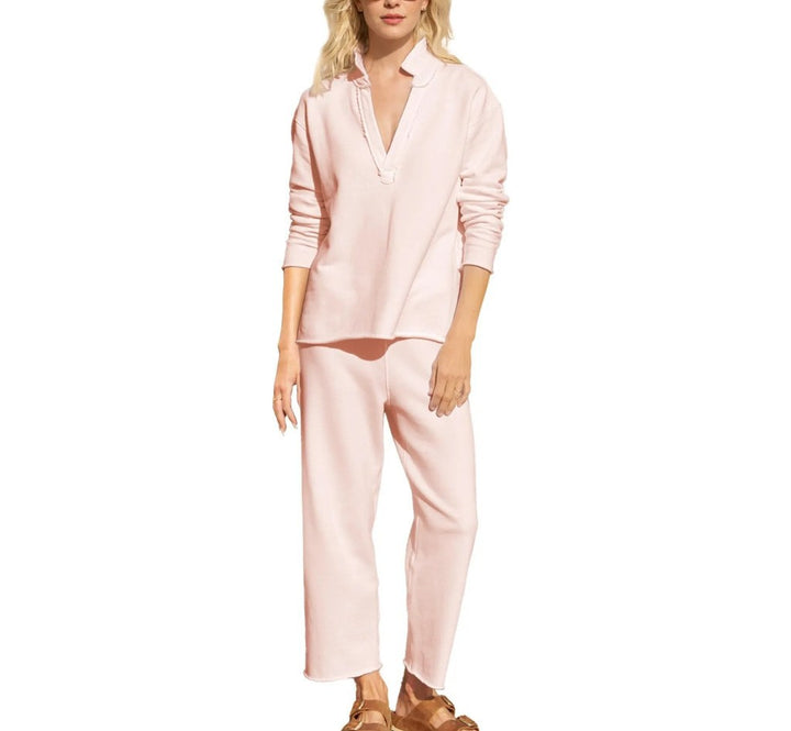 Damer avslappnat sweatpants-set med djup u-ringning Mirla-Eva Jonsson