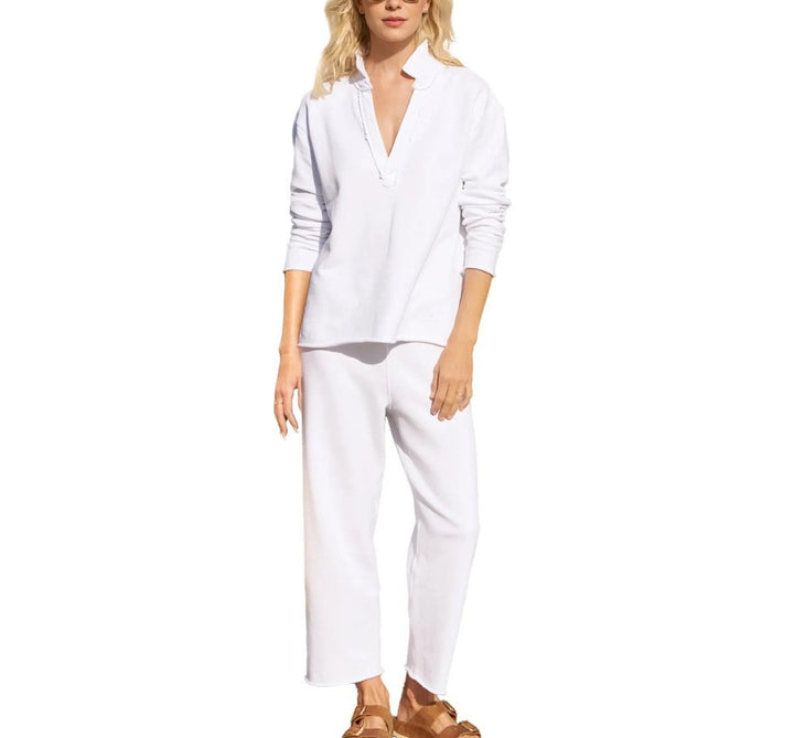 Damer avslappnat sweatpants-set med djup u-ringning Mirla-Eva Jonsson