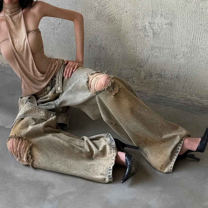 Damer baggy jeans med iögonfallande destroyed-detaljer Mirla-Eva Jonsson