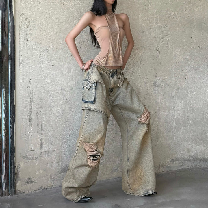 Damer baggy jeans med iögonfallande destroyed-detaljer Mirla-Eva Jonsson
