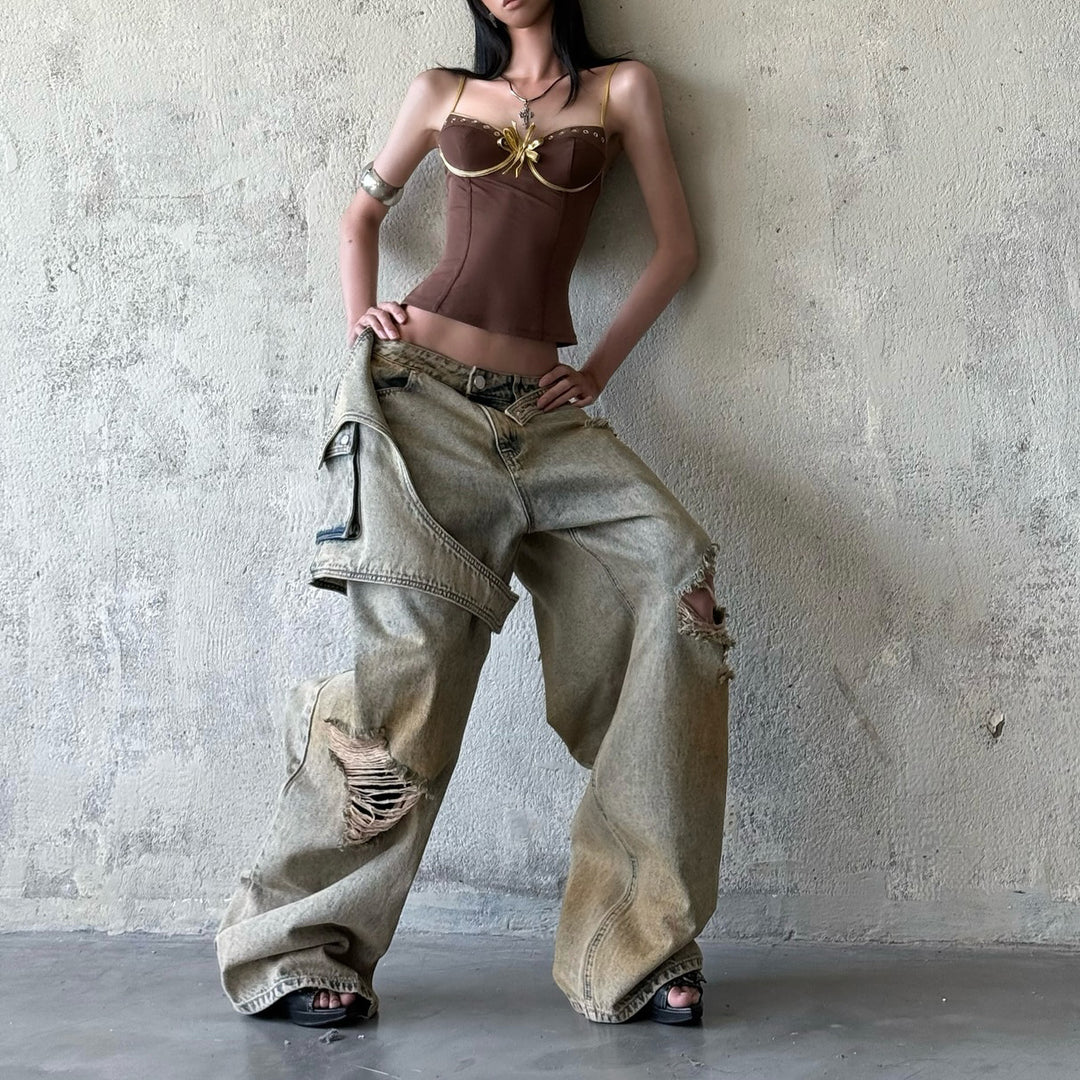 Damer baggy jeans med iögonfallande destroyed-detaljer Mirla-Eva Jonsson