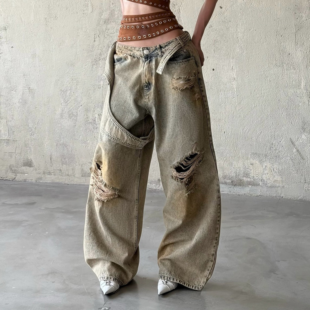 Damer baggy jeans med iögonfallande destroyed-detaljer Mirla-Eva Jonsson