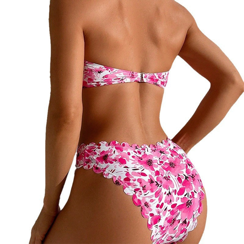 Damer bandeau bikini med blommiga volanger Mirla-Eva Jonsson