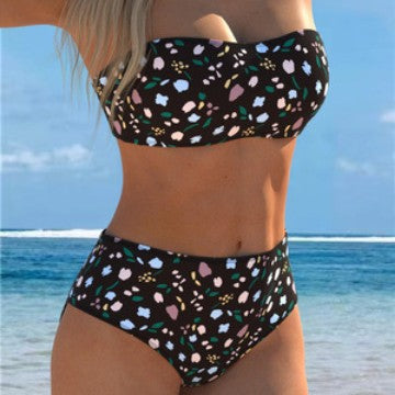 Damer bandeau-bikini med blommönster och hög midja Mirla-Eva Jonsson