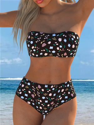 Damer bandeau-bikini med blommönster och hög midja Mirla-Eva Jonsson