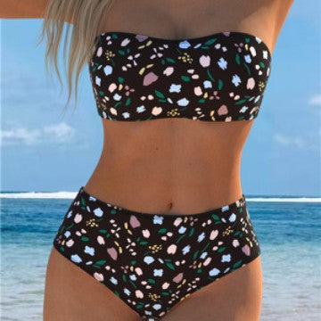 Damer bandeau-bikini med blommönster och hög midja Mirla-Eva Jonsson