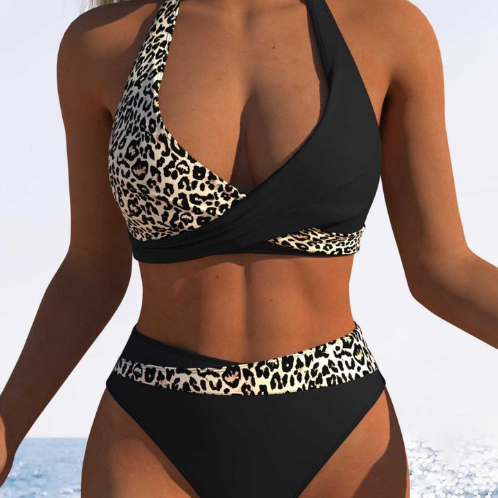 Damer bandeau-bikini med blommönster och hög skärning-Eva Jonsson