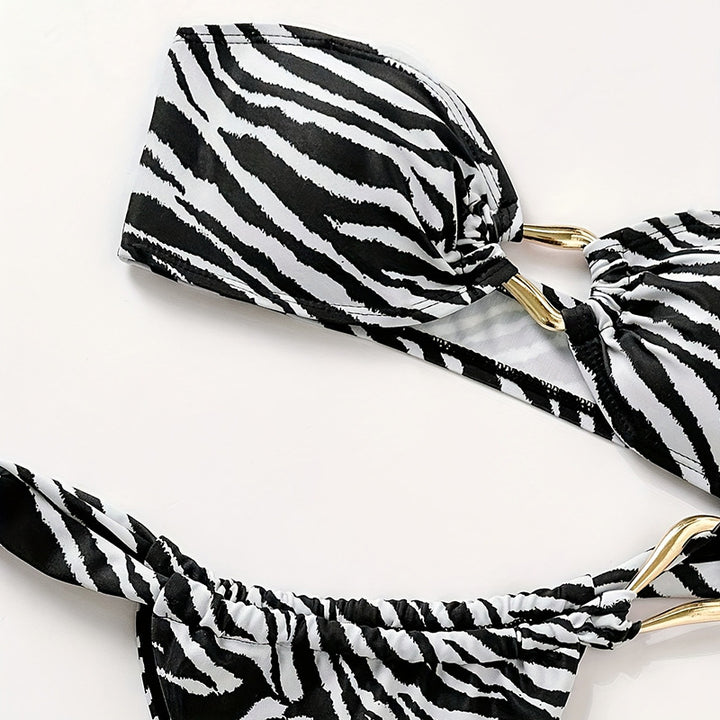 Damer bandeau-bikini med högkvalitativt guld-detalj och elastisk skärning Mirla-Eva Jonsson