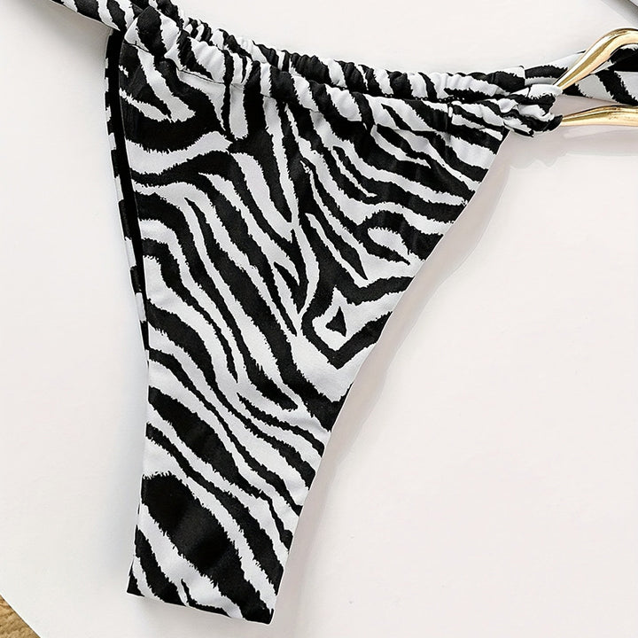 Damer bandeau-bikini med högkvalitativt guld-detalj och elastisk skärning Mirla-Eva Jonsson