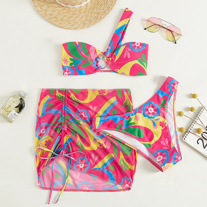 Damer bandeau-bikini med lekfullt invirkat kjol Mirla-Eva Jonsson