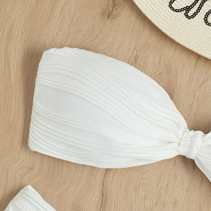 Damer bandeau-bikini med moderiktig rynkning och högskuren trosa Mirla-Eva Jonsson
