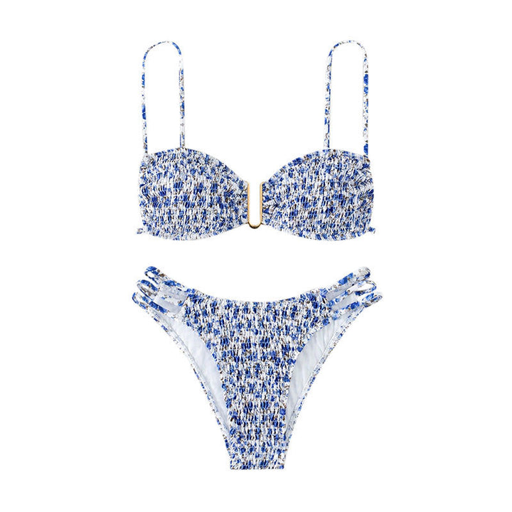 Damer bandeau-bikini med raffinerad volangdesign och trendiga snördetaljer Mirla-Eva Jonsson