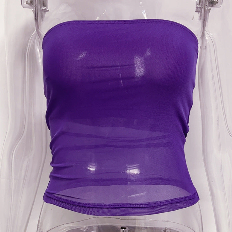 Damer bandeau topp i transparent design med elastiskt material Mirla-Eva Jonsson