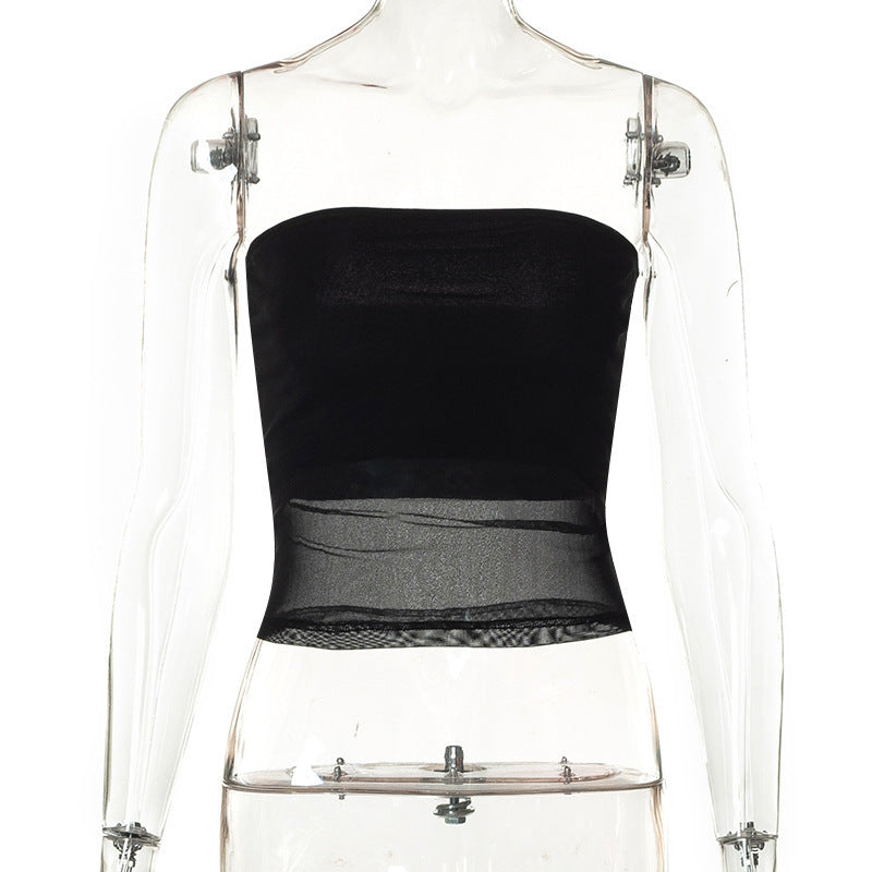 Damer bandeau topp i transparent design med elastiskt material Mirla-Eva Jonsson