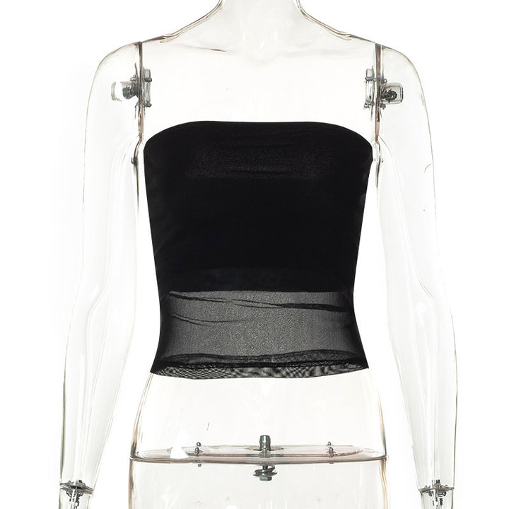Damer bandeau topp i transparent design med elastiskt material Mirla-Eva Jonsson