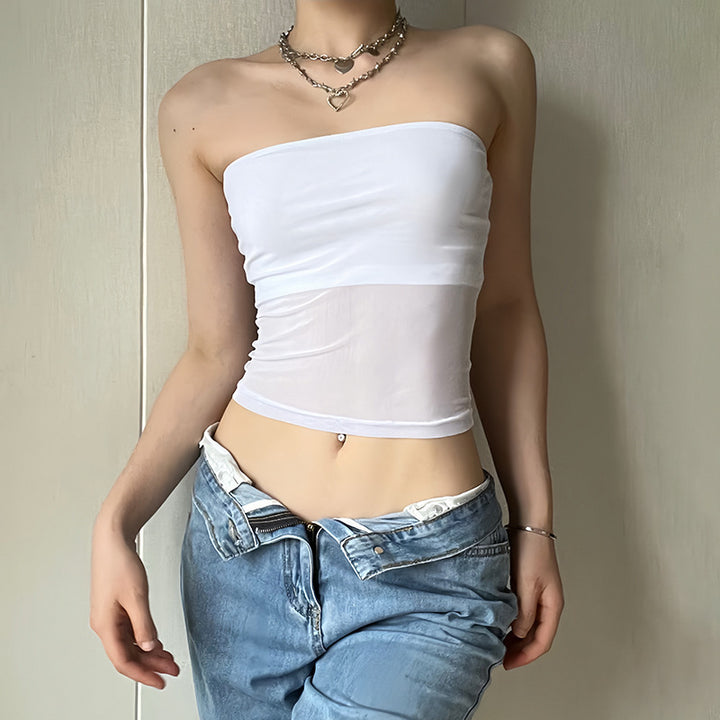 Damer bandeau topp i transparent design med elastiskt material Mirla-Eva Jonsson