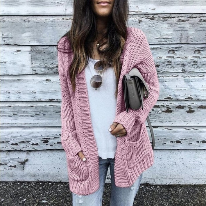 Damer bekväm cardigan med öppna framsidor och dekorativa fickor Eva Jonsson-Eva Jonsson