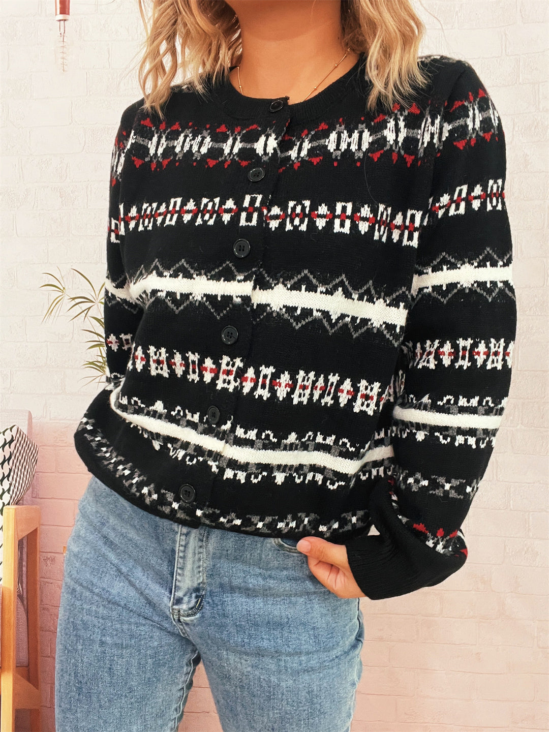 Damer bekväm cardigan med unik juldesign Eva Jonsson-Eva Jonsson