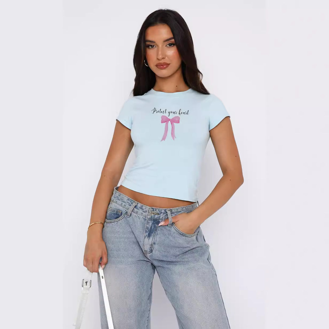 Damer bekväm crop top med modernt tryck Mirla-Eva Jonsson