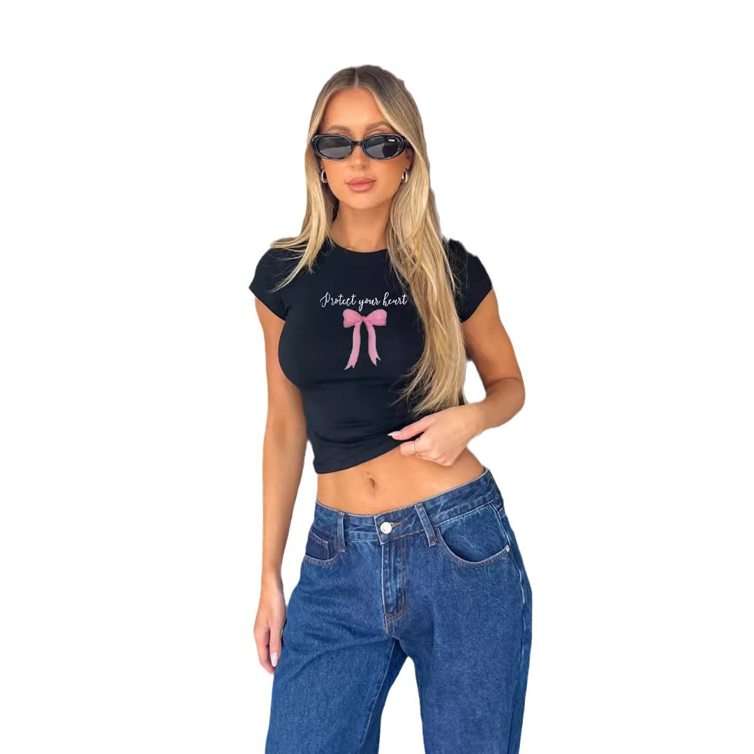 Damer bekväm crop top med modernt tryck Mirla-Eva Jonsson