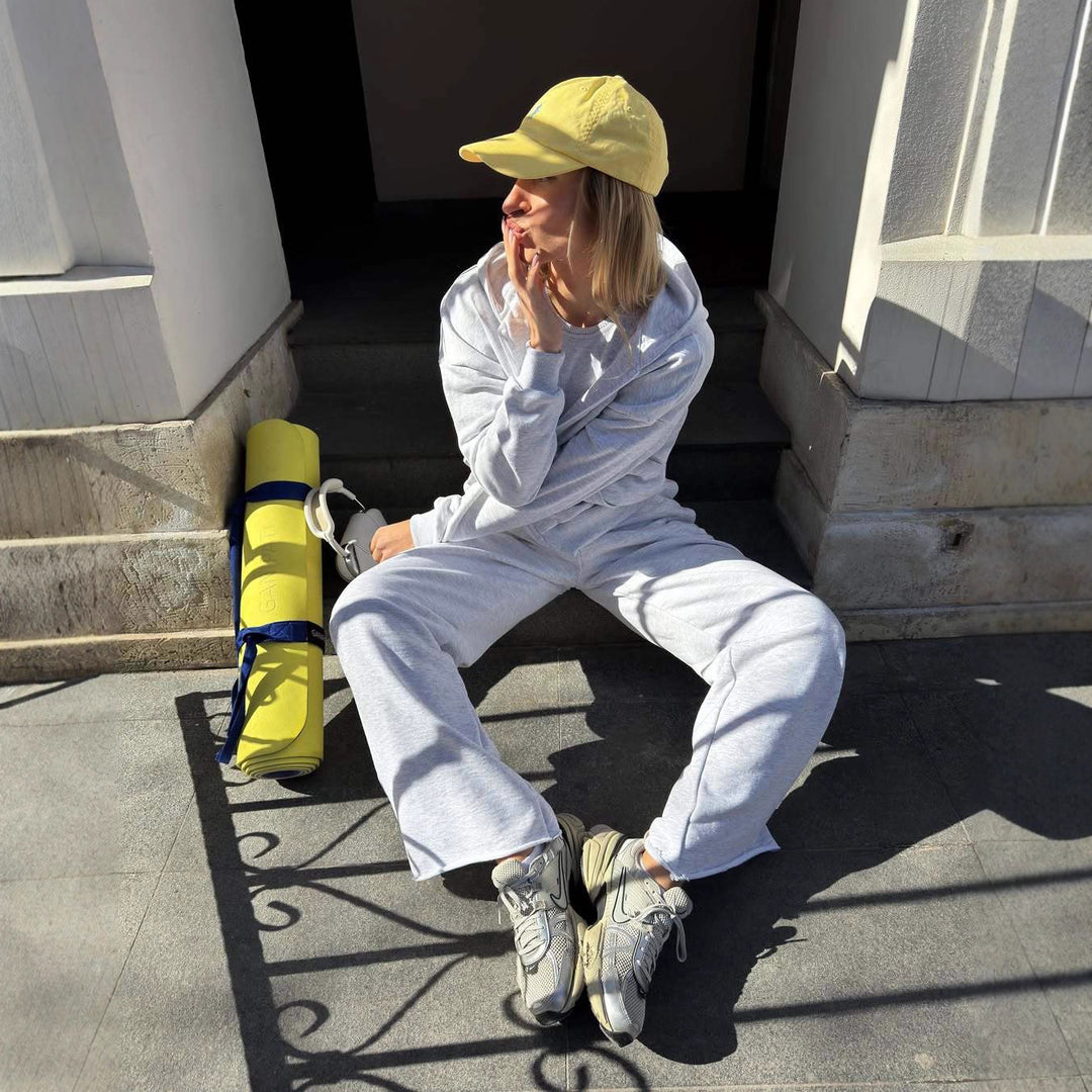 Damer bekväm fleece-joggingdräkt med huva och sidofickor Eva Jonsson-Eva Jonsson