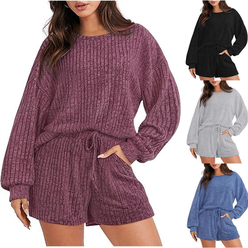 Damer bekväm fleece lounge-set med vida ärmar och elastisk midja Mirla-Eva Jonsson
