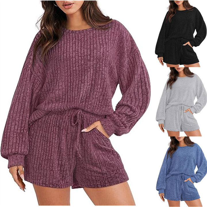 Damer bekväm fleece lounge-set med vida ärmar och elastisk midja Mirla-Eva Jonsson