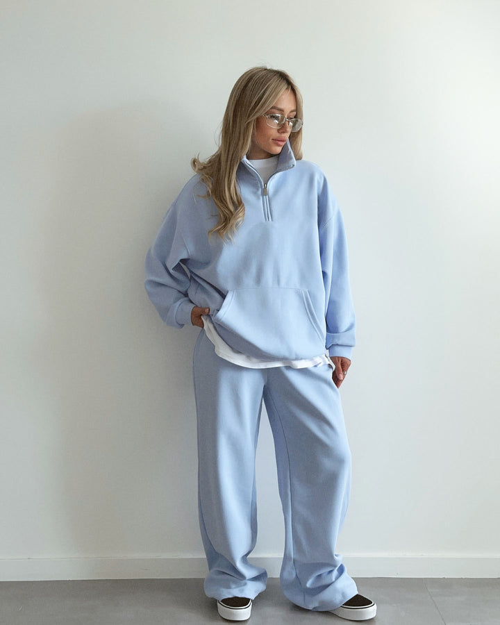 Damer bekväm fleece-loungewear-set med hög krage och lös passform Mirla-Eva Jonsson