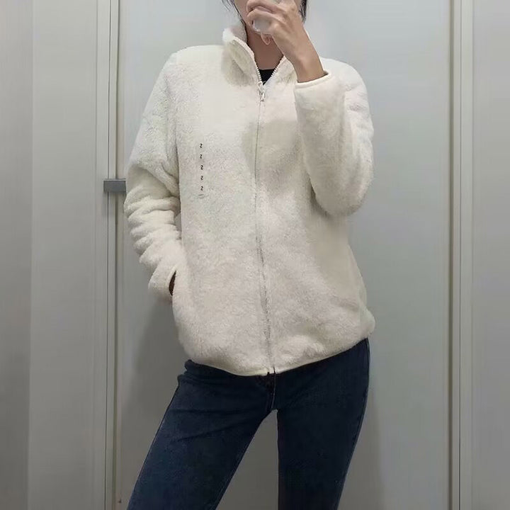Damer bekväm fleecejacka med hög krage och praktisk dragkedja Mirla-Eva Jonsson