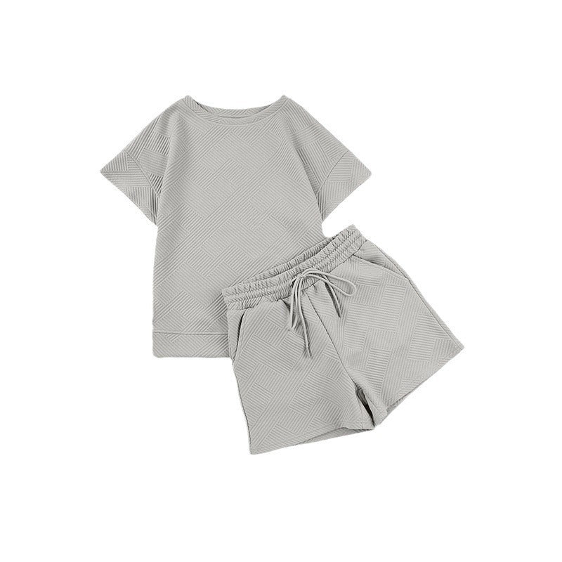 Damer bekväm fritidsset med strukturerad överdel och shorts Mirla-Eva Jonsson