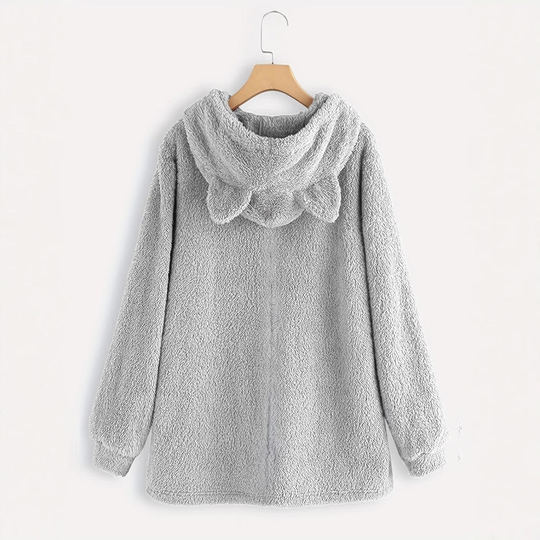Damer bekväm hoodie i högkvalitativ teddyfleece Eva Jonsson-Eva Jonsson