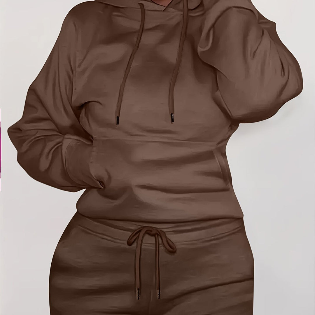 Damer bekväm hoodie med kängurufickor och elastisk nederkant Mirla-Eva Jonsson