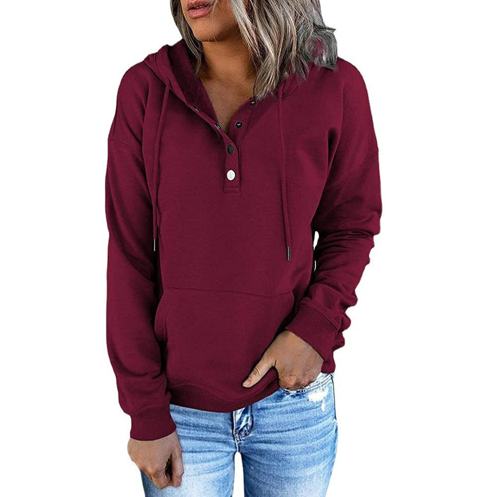 Damer bekväm hoodie med knapplist och känguruficka Mirla-Eva Jonsson