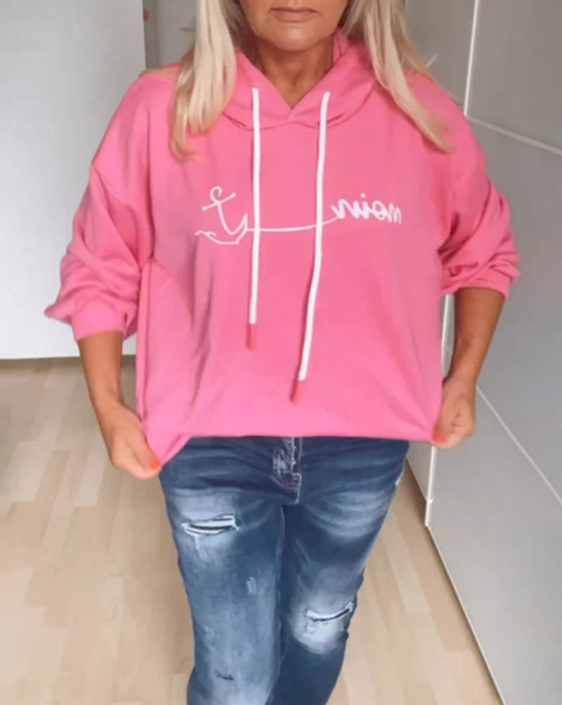 Damer bekväm hoodie med text Mirla-Eva Jonsson