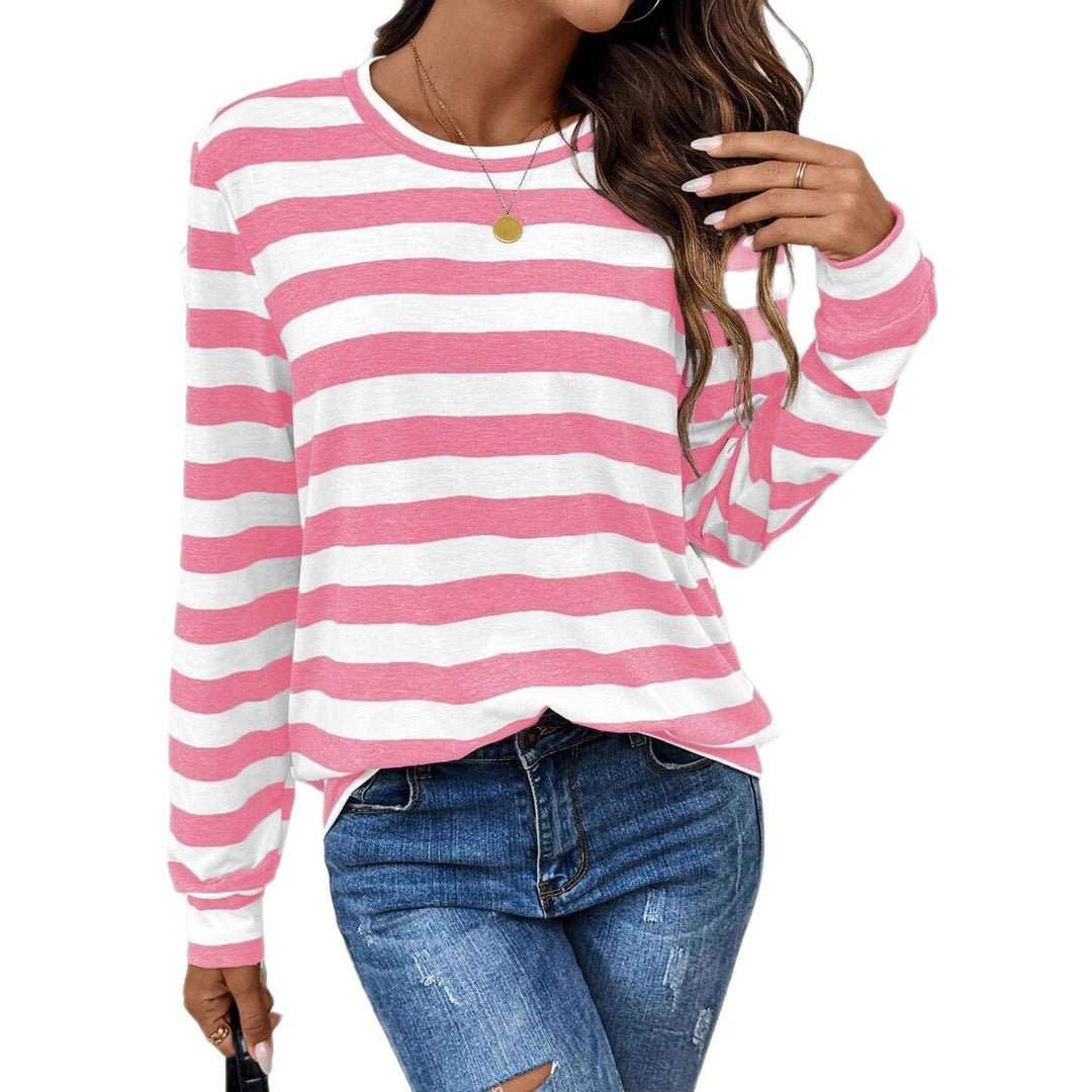 Damer bekväm långärmad tröja med avslappnad randig mönster Eva Jonsson-Eva Jonsson