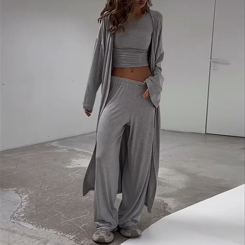 Damer bekväm loungewear-set med vid cardigan och cropped top Mirla-Eva Jonsson