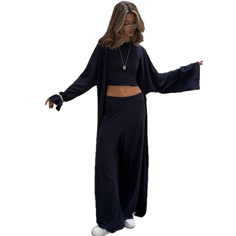 Damer bekväm loungewear-set med vid cardigan och cropped top Mirla-Eva Jonsson