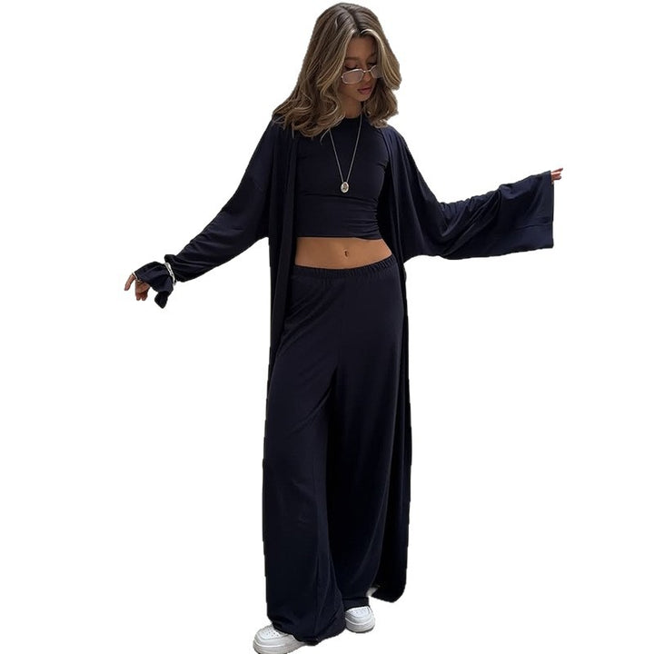 Damer bekväm loungewear-set med vid cardigan och cropped top Mirla-Eva Jonsson