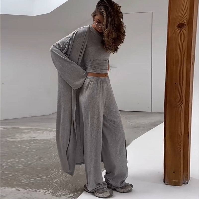 Damer bekväm loungewear-set med vid cardigan och cropped top Mirla-Eva Jonsson
