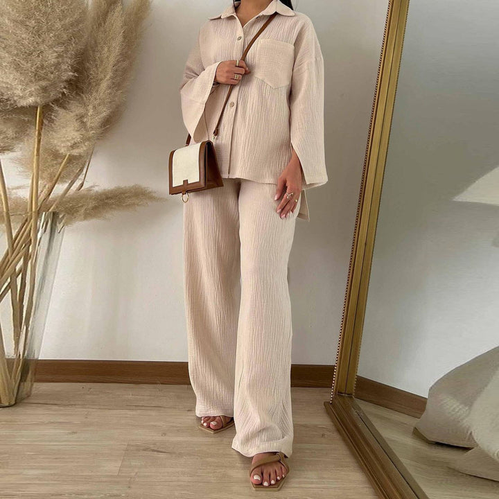 Damer bekväm och stilfull blus-byxd Kombination med elegant struktur Mirla-Eva Jonsson